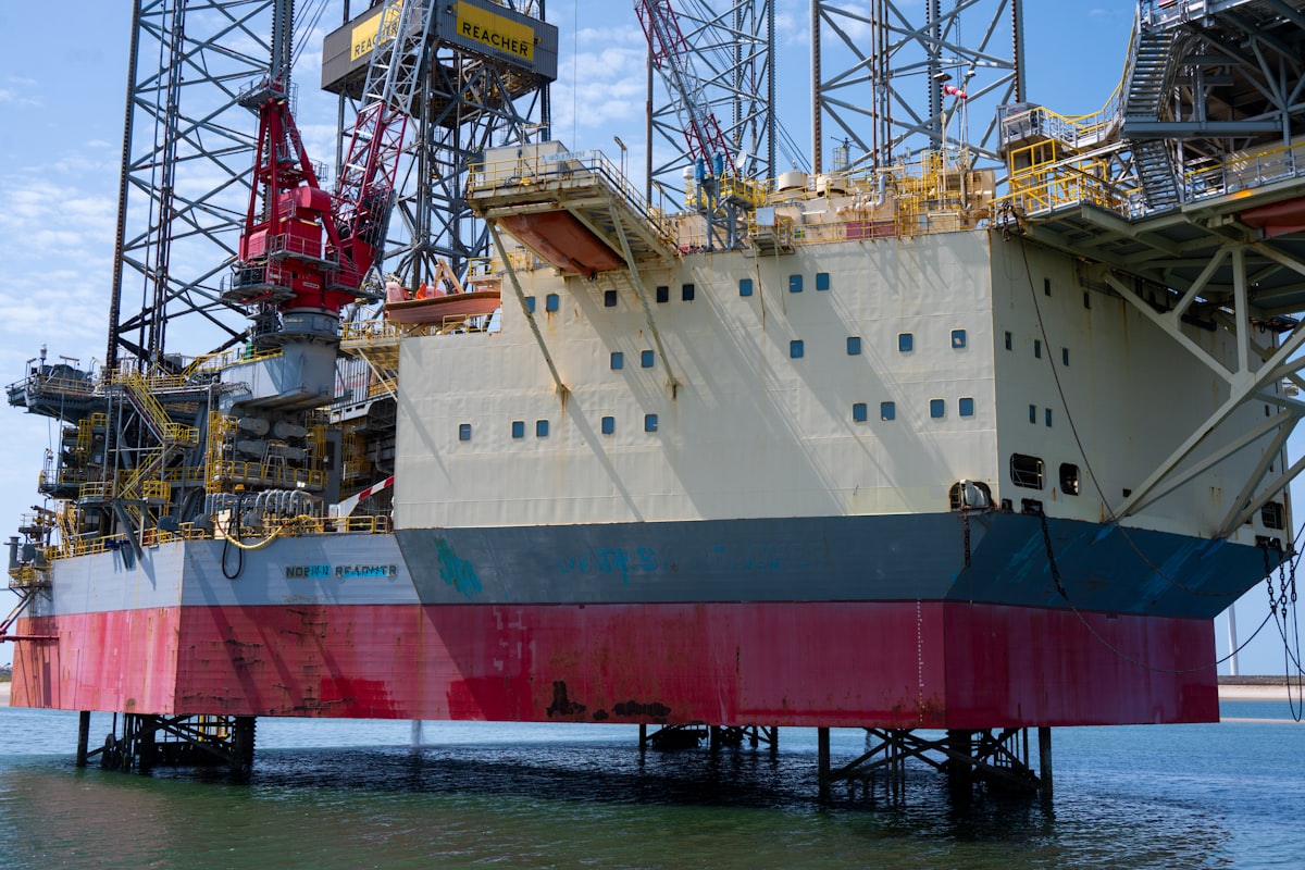 Offshore oil and gas rig at sea
